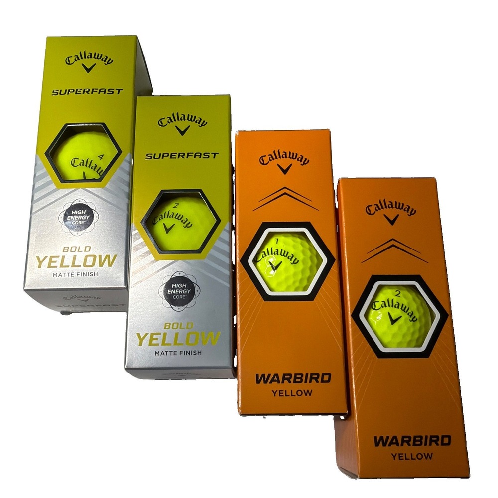 Callaway Golf Balls Lot 12 Yellow Superfast Bold Warbird NEW 4 Sleeves